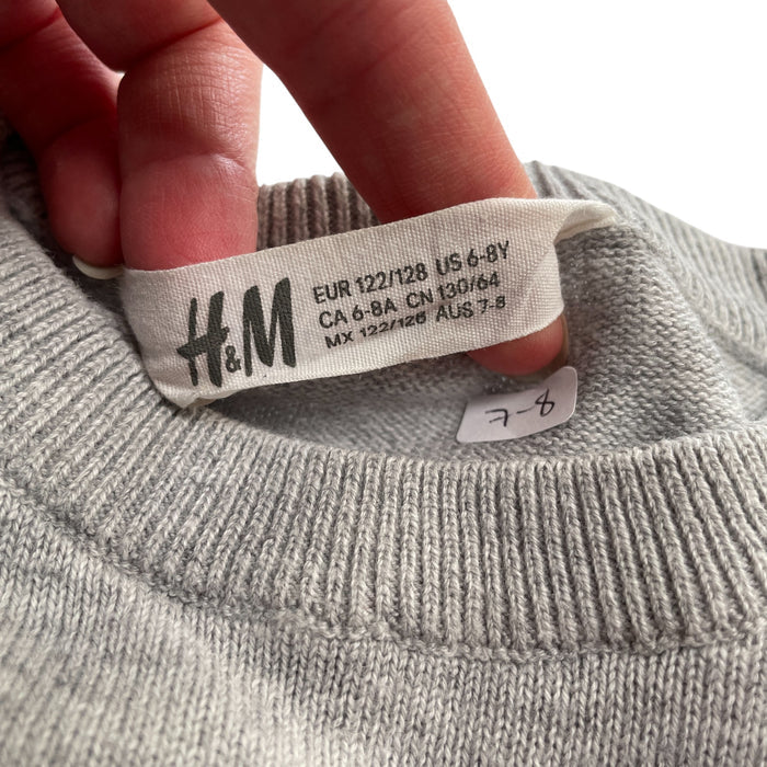 H&M festive jumper 7-8 years grey cool polar bear light cotton