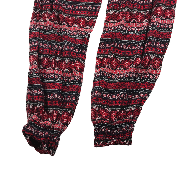 H&M women's S red pattern summer trousers