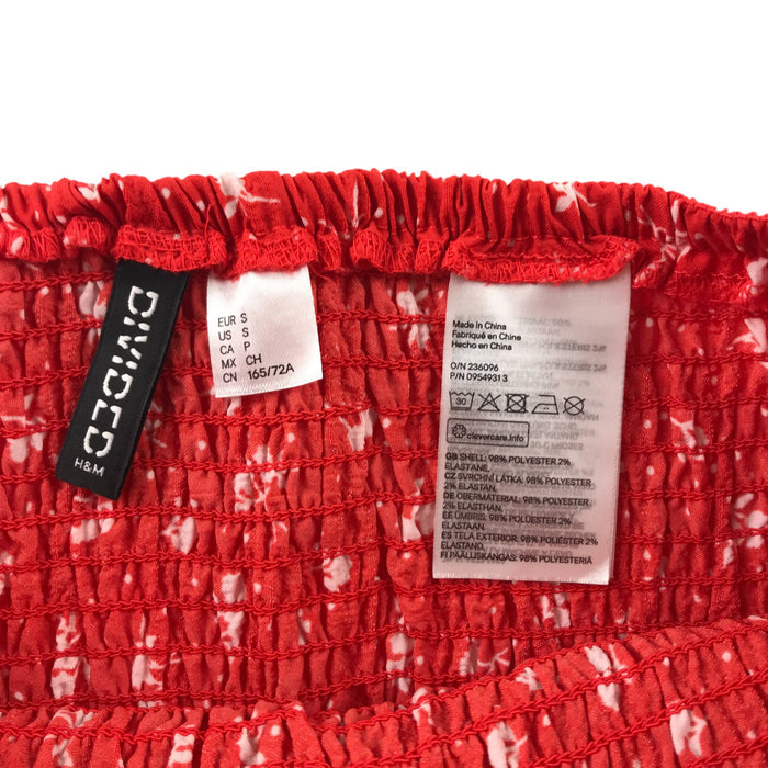 H&M women's S red white flower skirt
