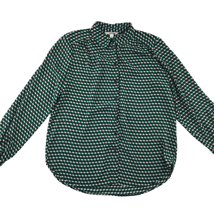 H&M womens S teal cubic blouse