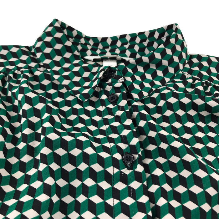 H&M womens S teal cubic blouse