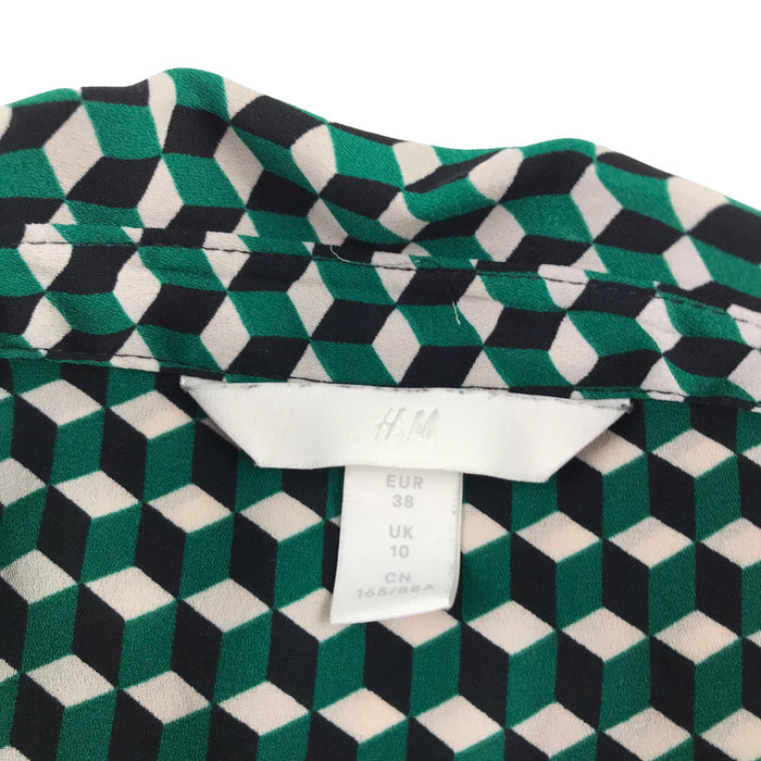 H&M womens S teal cubic blouse