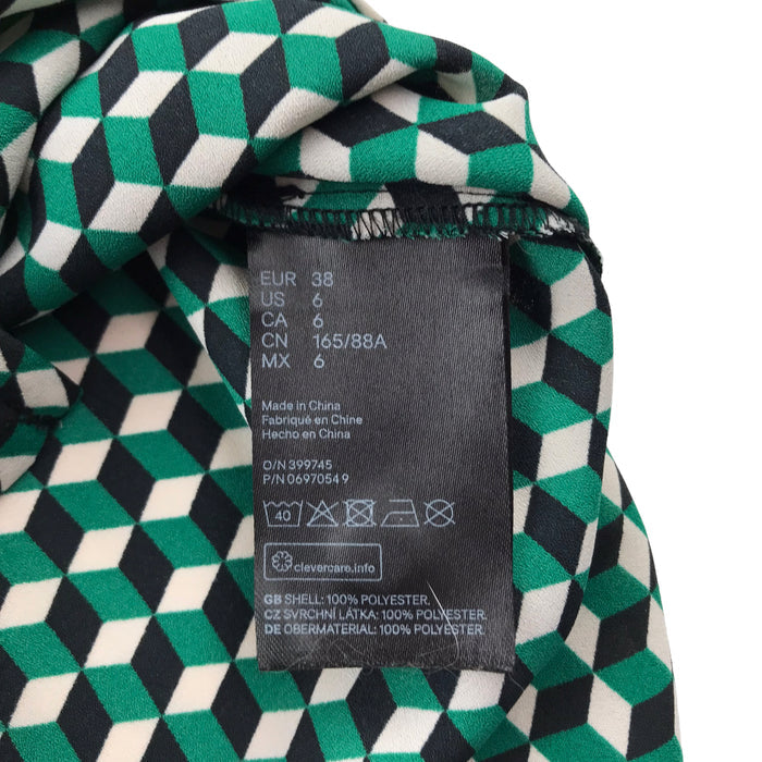 H&M womens S teal cubic blouse