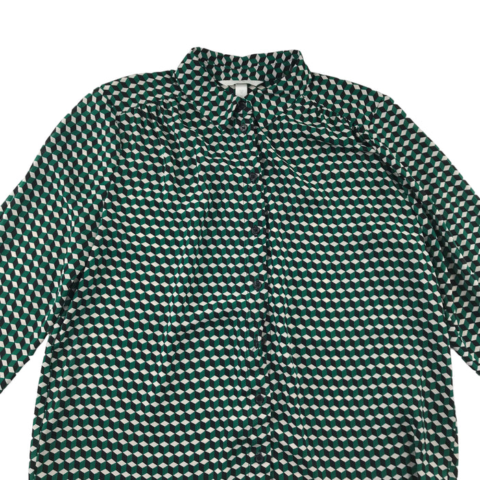 H&M womens S teal cubic blouse