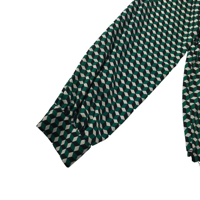 H&M womens S teal cubic blouse