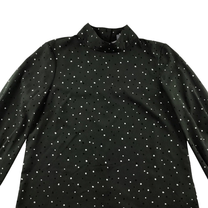 H&M womens XS khaki polka dot blouse