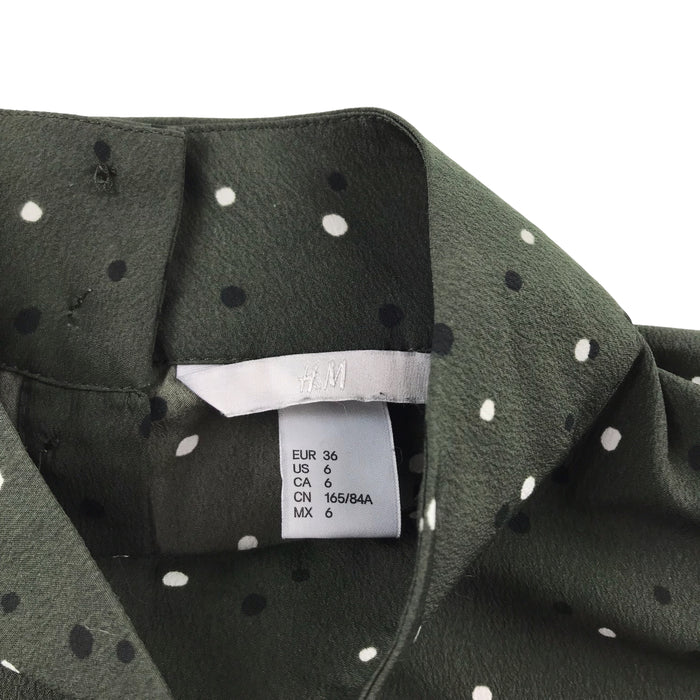 H&M womens XS khaki polka dot blouse