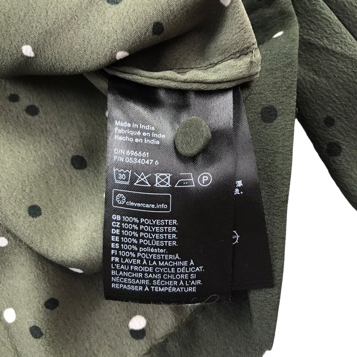 H&M womens XS khaki polka dot blouse
