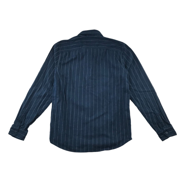 Hollister men S dark charcoal striped long sleeve buttoned cotton shirt