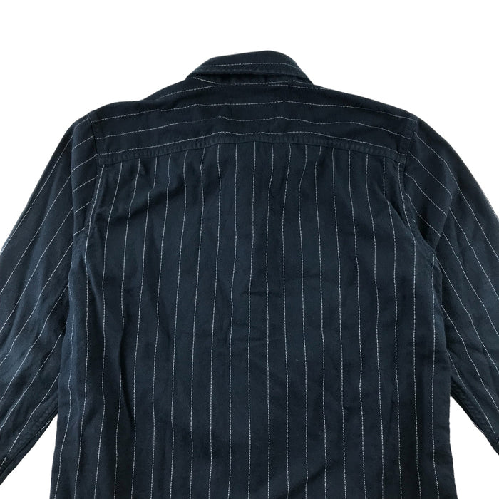 Hollister men S dark charcoal striped long sleeve buttoned cotton shirt