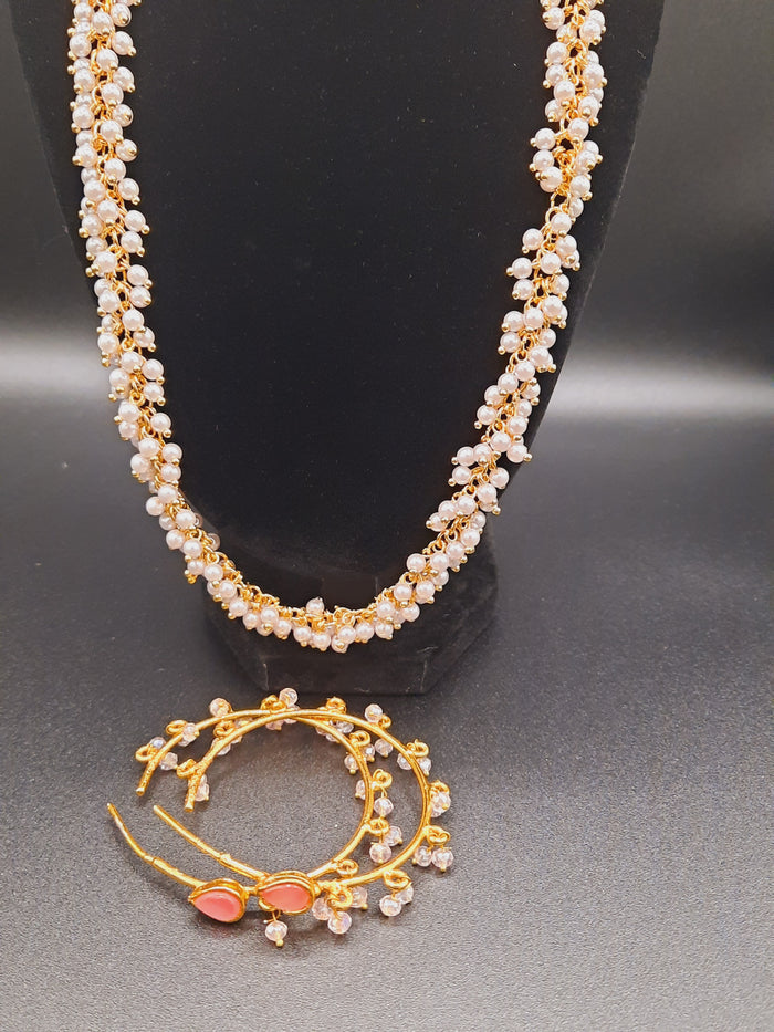 Hoop earrings with Pink semi-precious stones - NATASHAHS