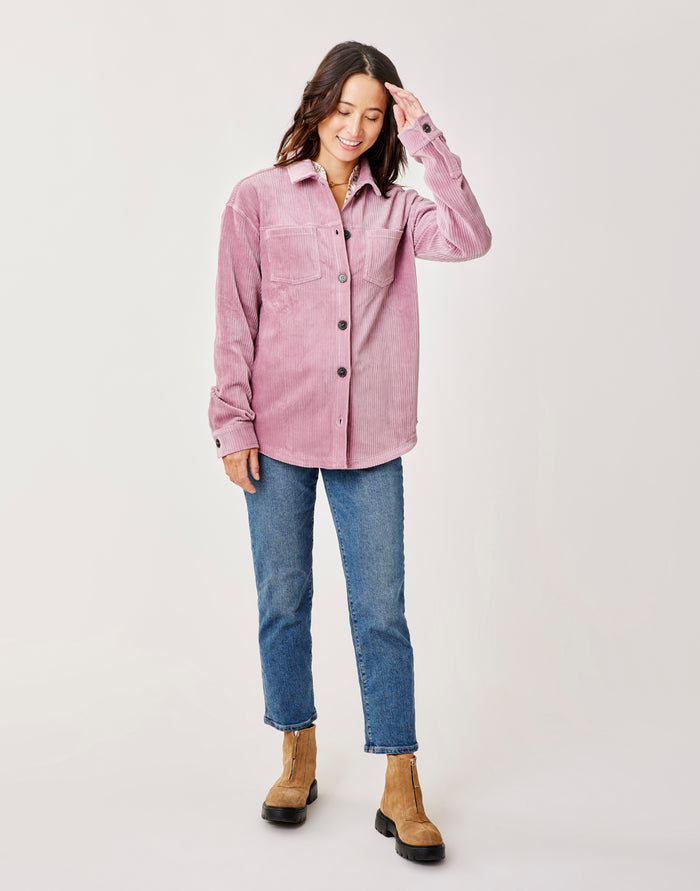 Hudson Stretch Cord Shacket: Orchid - FINAL SALE