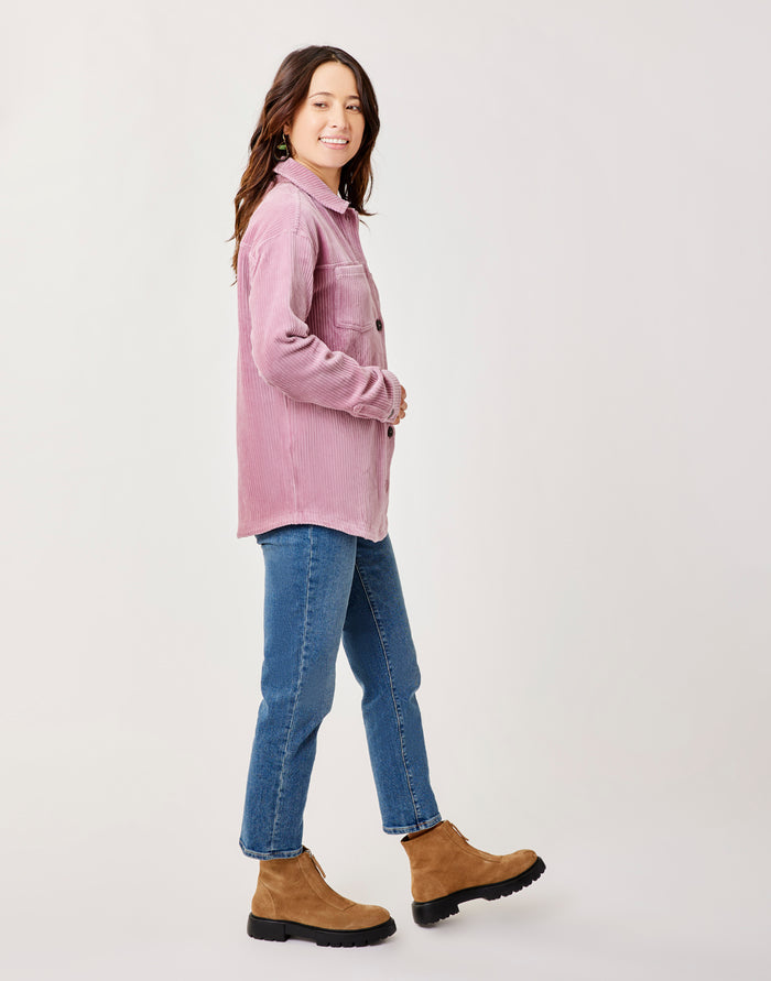 Hudson Stretch Cord Shacket: Orchid - FINAL SALE