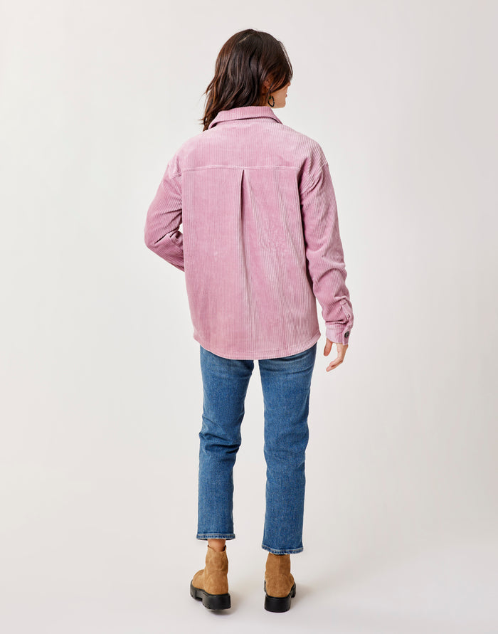 Hudson Stretch Cord Shacket: Orchid - FINAL SALE