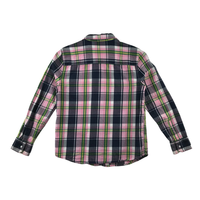 Indigo 10-11 years pink and black checked with front pocket and snap fasteners cotton shirt