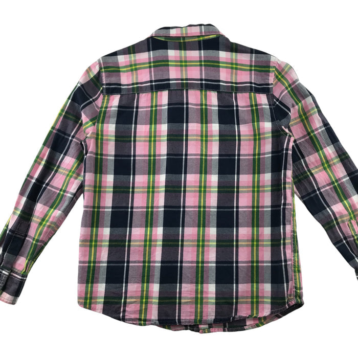 Indigo 10-11 years pink and black checked with front pocket and snap fasteners cotton shirt