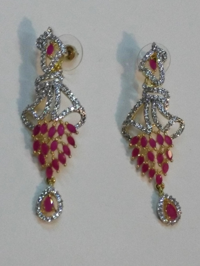 Inverted feather style champagne stones earrings - NATASHAHS