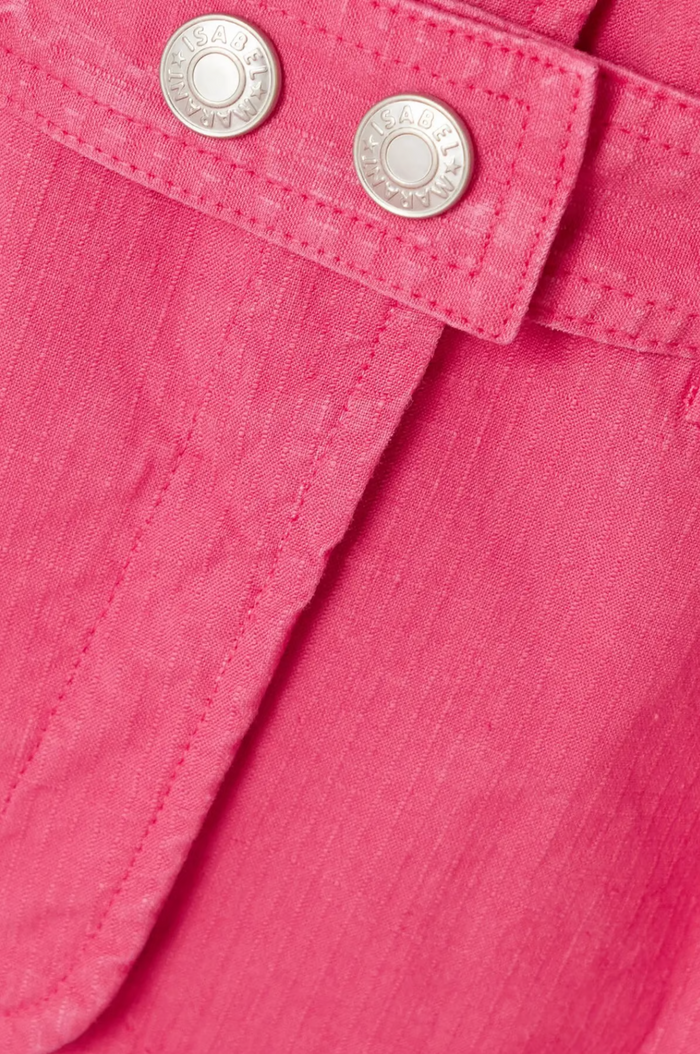 Isabel Marant Epaline Pink Linen Cotton Ruffle Collar 80s Style Jacket