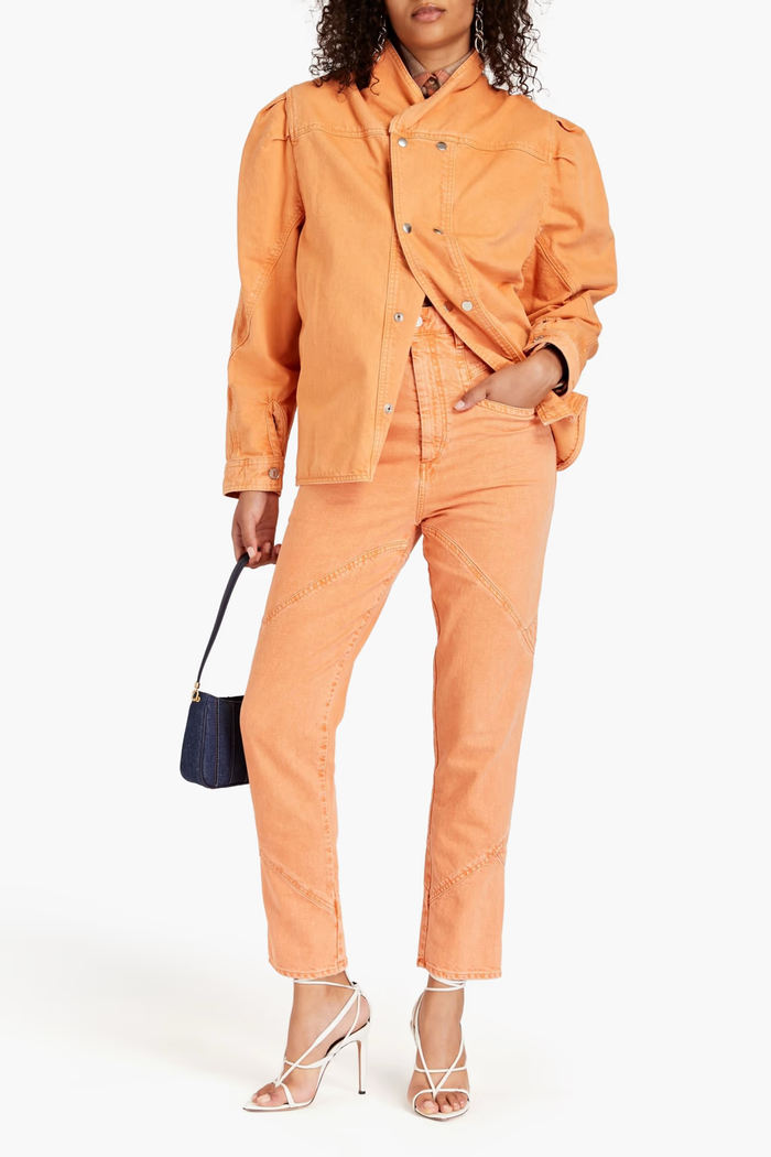 Isabel Marant Espera Orange Sunset Denim Long Sleeve Top