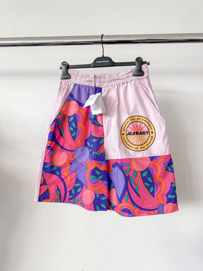 Isabel Marant Laverneo Pink Bold Logo Print Shorts