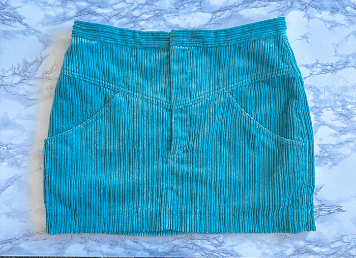 Isabel Marant Melva Corduroy Aqua Turquoise Blue Mini Skirt