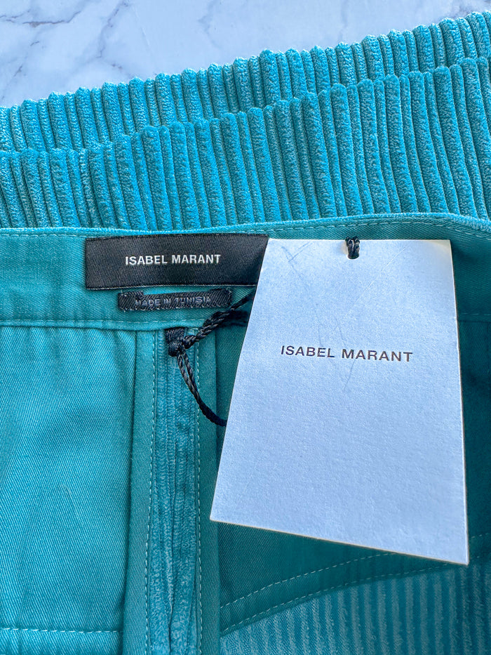 Isabel Marant Melva Corduroy Aqua Turquoise Blue Mini Skirt