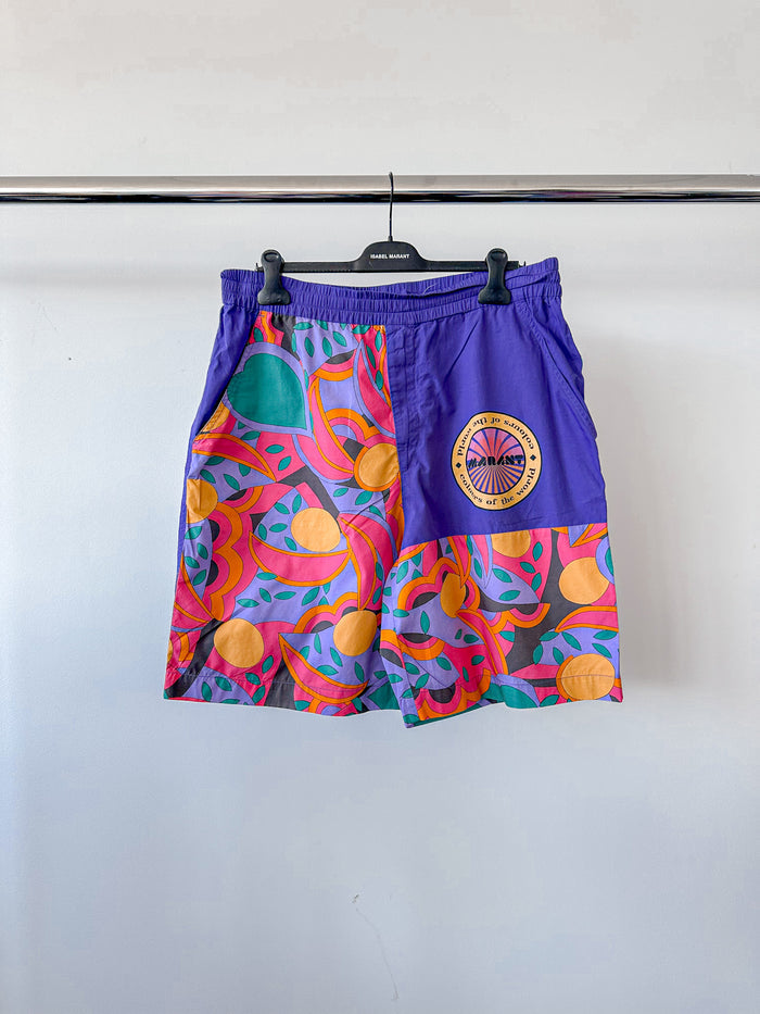 Isabel Marant Mens Laverneo Purple Bold Logo Print Shorts