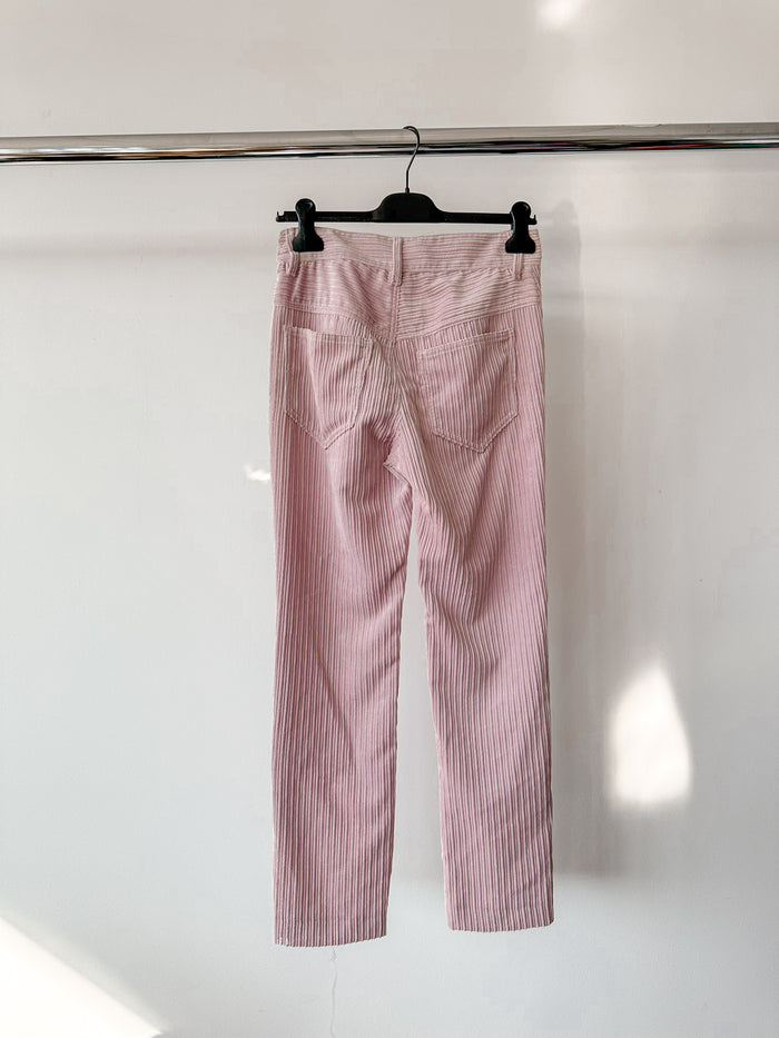 Isabel Marant Pink Corduroy Meeroya Straight Leg Trousers