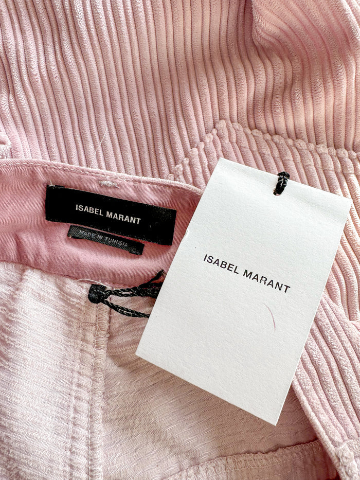Isabel Marant Pink Corduroy Meeroya Straight Leg Trousers