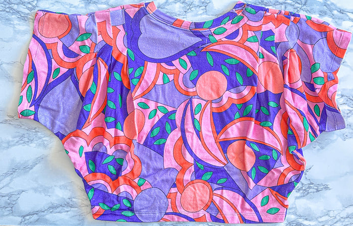 Isabel Marant Zinalia Pink Graphic Abstract Print Cotton Crop Top