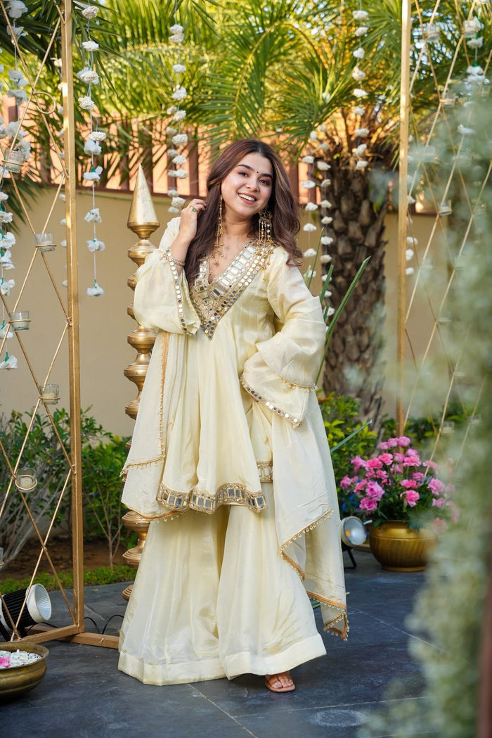 Ivory Sheeshmahal Sharara Set