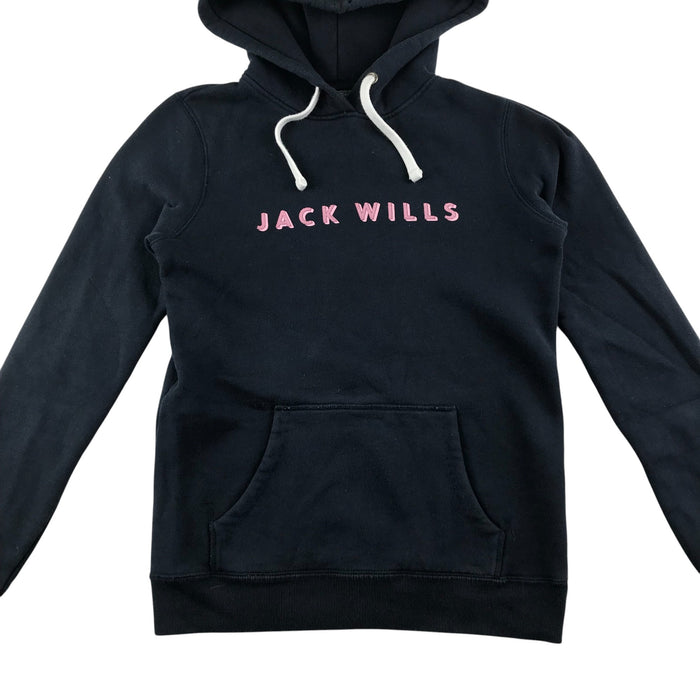 Jack Wills women's 8 black plain with pink detailing hoodie