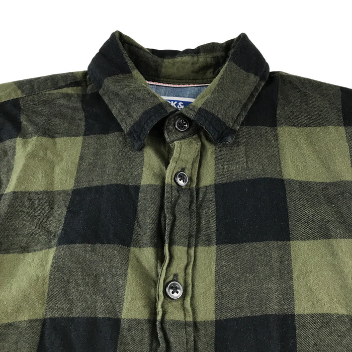 Jack&Jones 11-12 years khaki and black checked buttoned cotton shirt