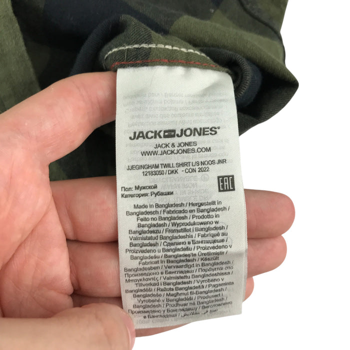Jack&Jones 11-12 years khaki and black checked buttoned cotton shirt