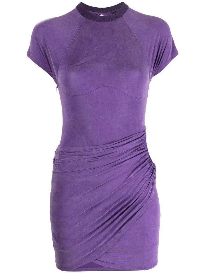 JACQUEMUS Purple La Robe Espelho Cut Out Waist Draped Mini Dress