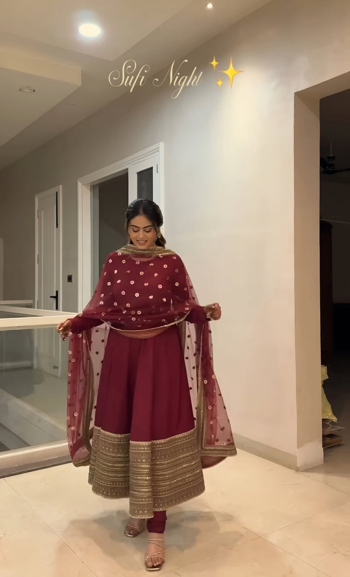 Jahnvi Maroon Magic Anarkali Set