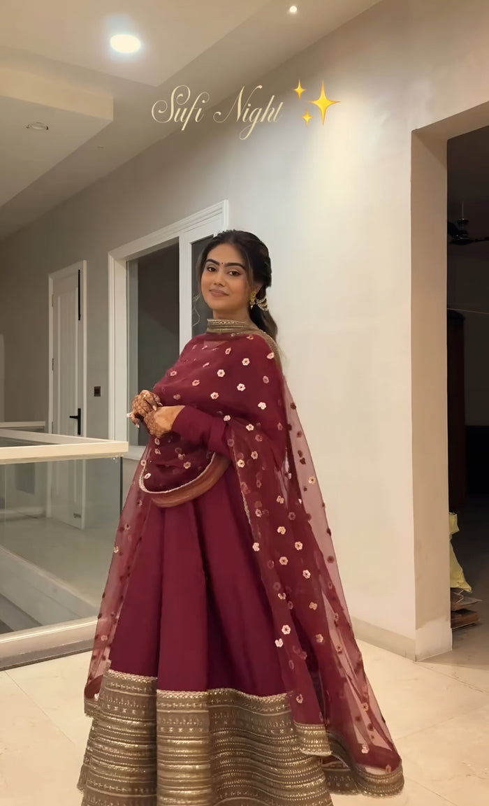 Jahnvi Maroon Magic Anarkali Set