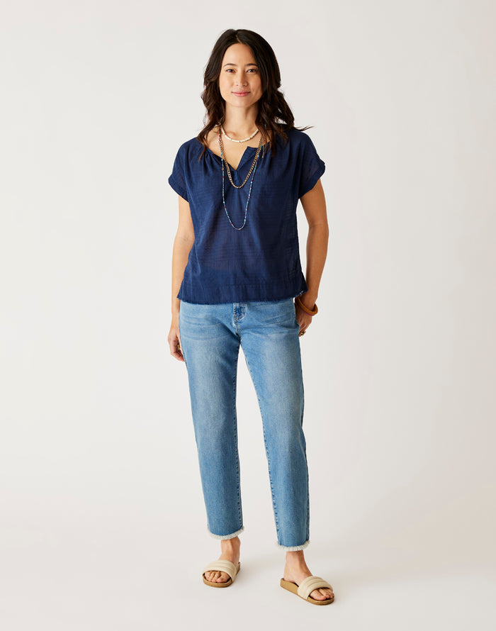 James Textured Top: Navy - FINAL SALE