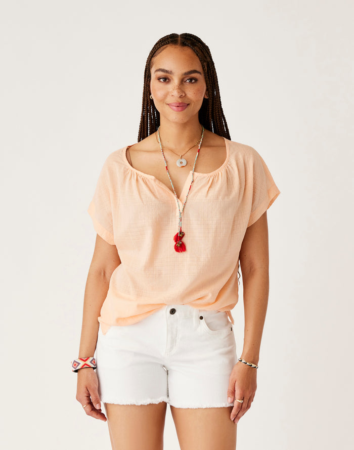 James Textured Top: Peach - FINAL SALE