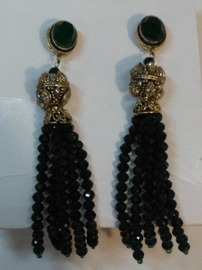 Jelly Fish Style Green colored layered handing bead strands - NATASHAHS
