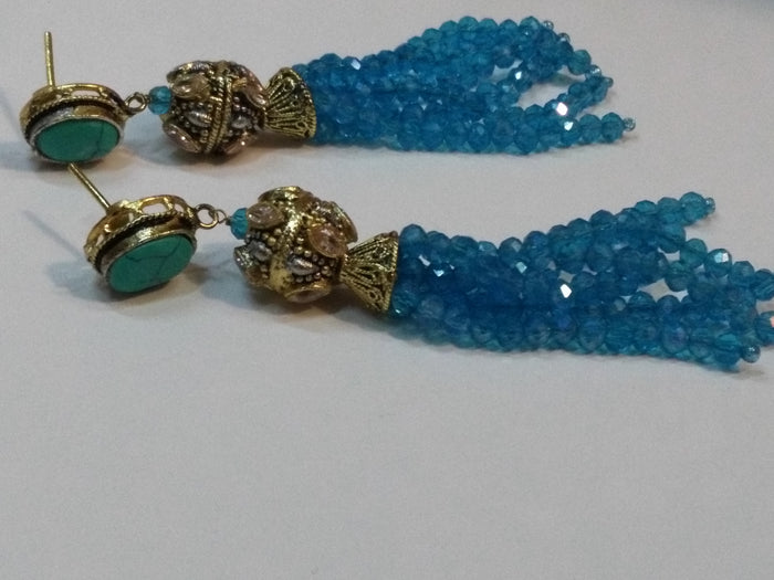 Jelly Fish Style Green colored layered handing bead strands - NATASHAHS