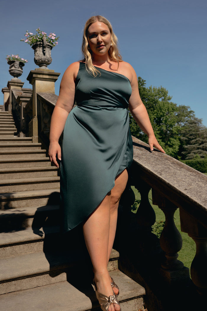 JENNY YOO Calla One-shoulder Emerald Green Maid Of Honour Bridesmaid Dress - House Of Huntington