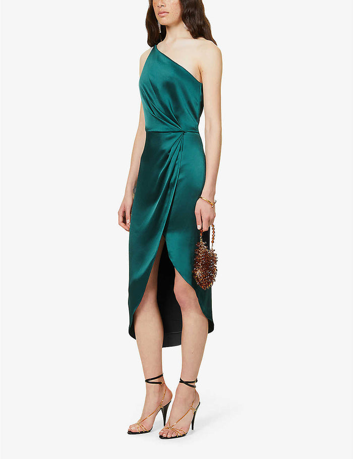 JENNY YOO Calla One-shoulder Emerald Green Maid Of Honour Bridesmaid Dress - House Of Huntington