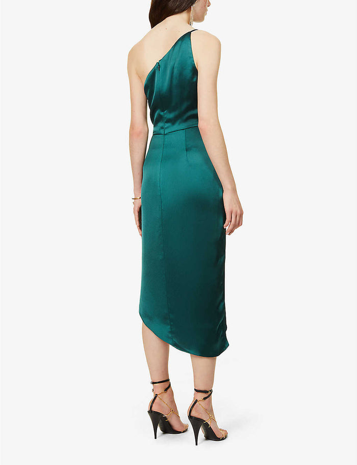JENNY YOO Calla One-shoulder Emerald Green Maid Of Honour Bridesmaid Dress - House Of Huntington