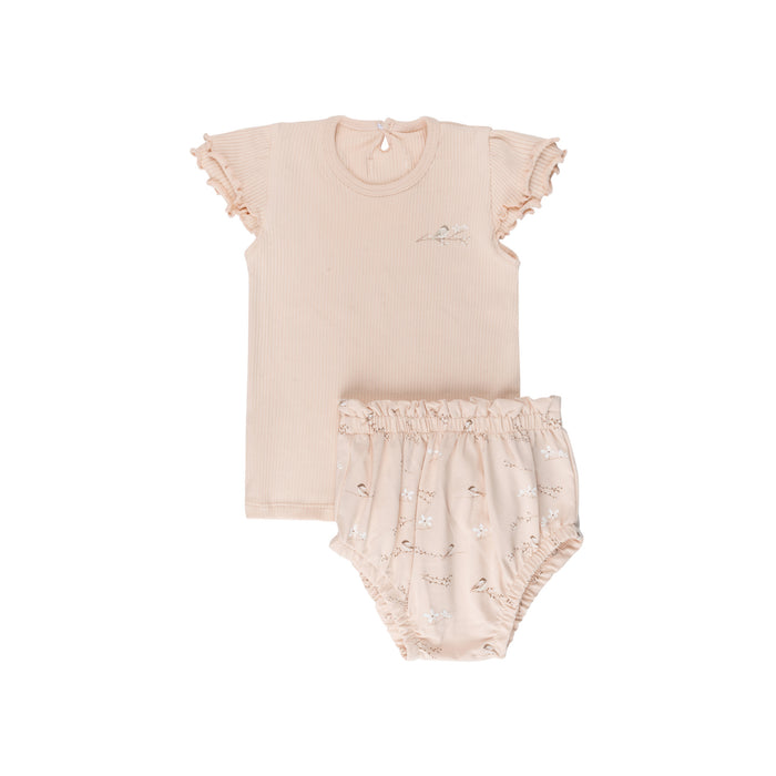 Jersey Cotton - Vintage Birds Collection- Ribbed Tee & Bottoms