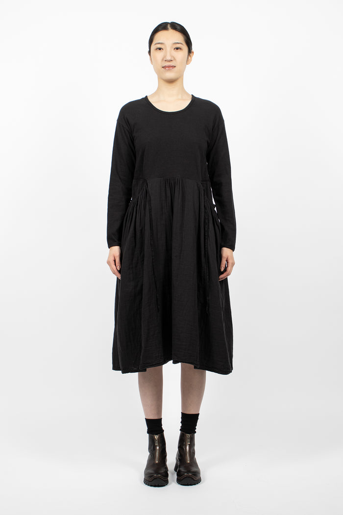 Jersey x Double Gauze Butter Dress Black