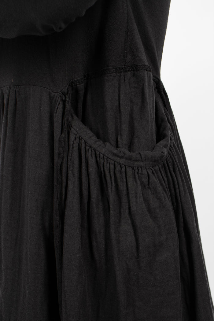 Jersey x Double Gauze Butter Dress Black