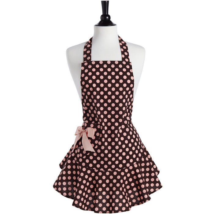 Jessie Steele - Brown & Pink Polka Dot Kitchen Apron