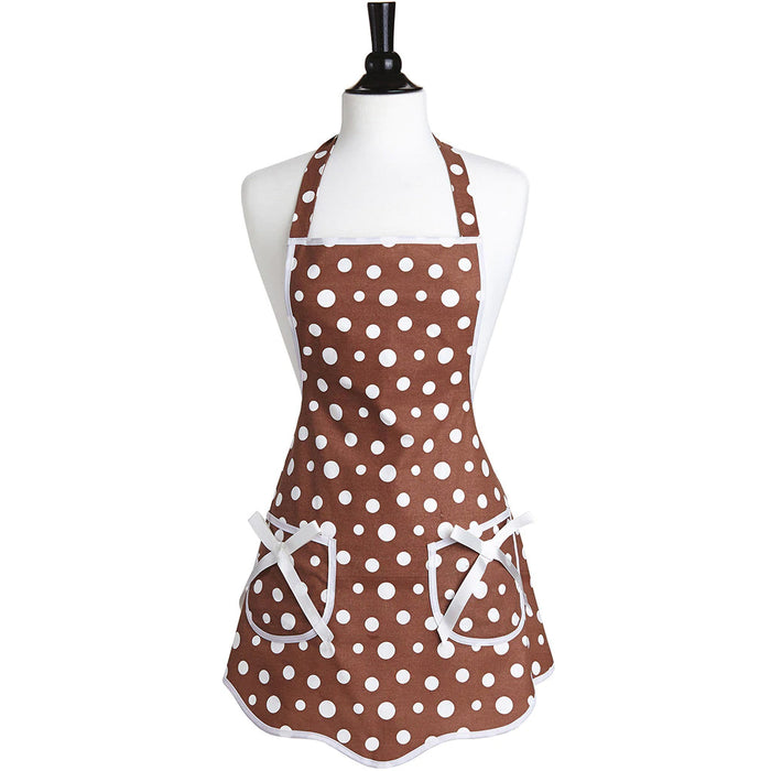 Jessie Steele - Brown & White Retro Polka Dot Ava Apron