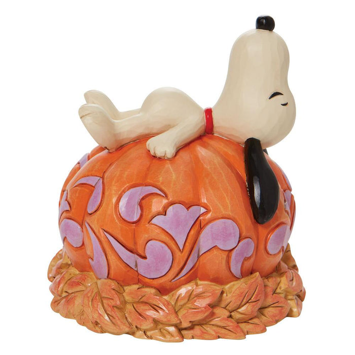 Jim Shore Peanuts - Woodstock & Snoopy Sleep on Jack-O-Lantern Pumpkin Halloween Figurine 6008966